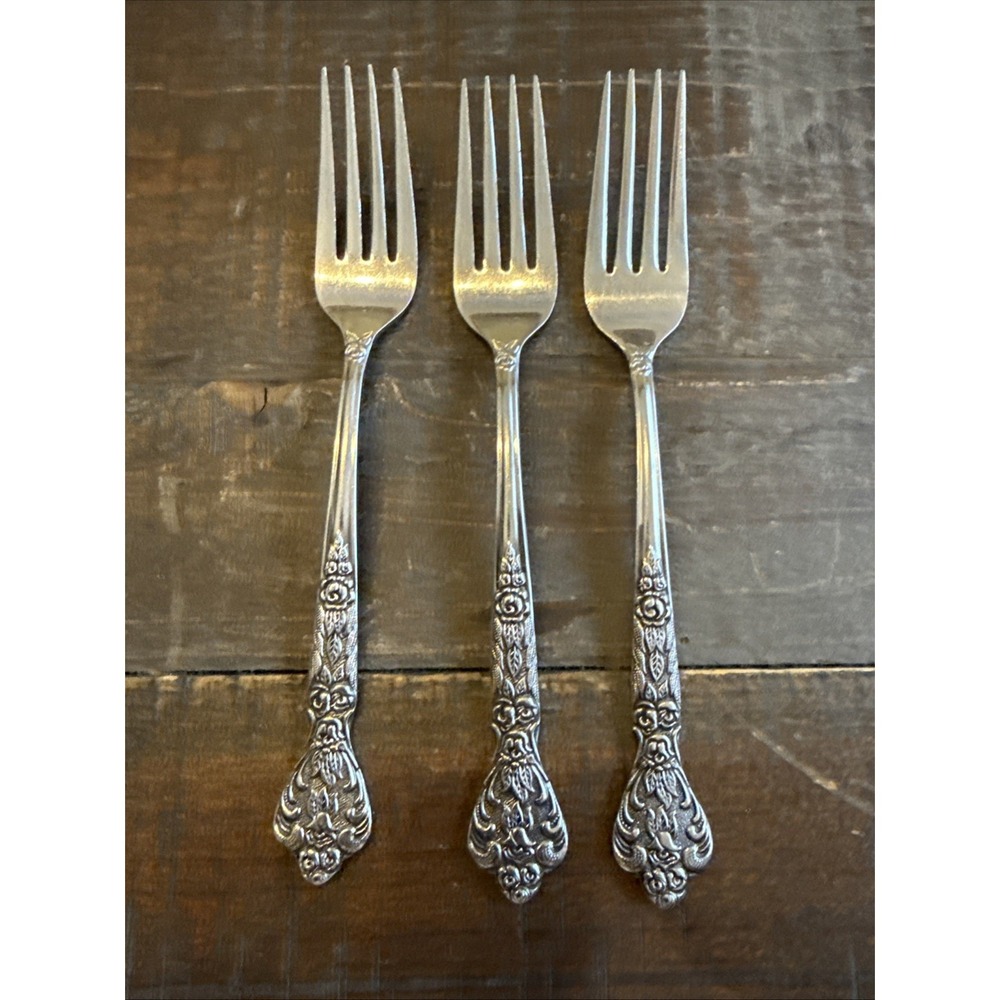 Versailles Salad Forks Stainless by MSI Japan Flatware MCM Floral VTG Set of 3